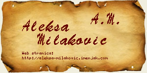 Aleksa Milaković vizit kartica